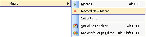 Excel: Tools, Macro, Record new macro
