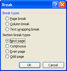 Section break: Next page