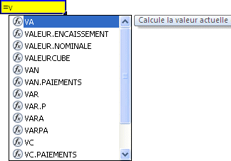 Excel 2007 : Assistant lors de l'écriture d'une formule