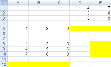 Excel 2007 : Modèle used pour the exercices de somme automatique