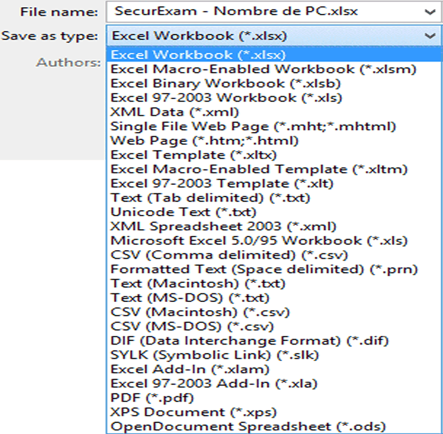 Excel 2010 - File tab - Save As