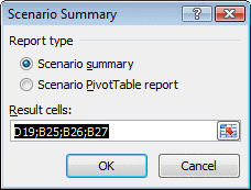 Excel 2010 - Scenario summary window