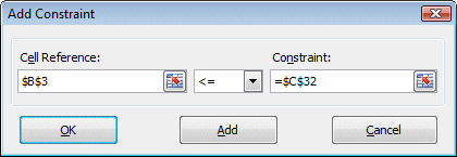 Excel 2010 - Solver - Add second constraint