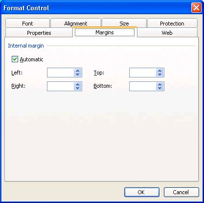 Excel: Margin properties