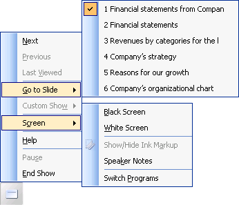 Slide show options
