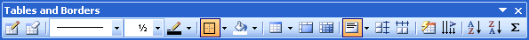 Tables and borders toolbar
