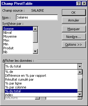 Option of the field salaries